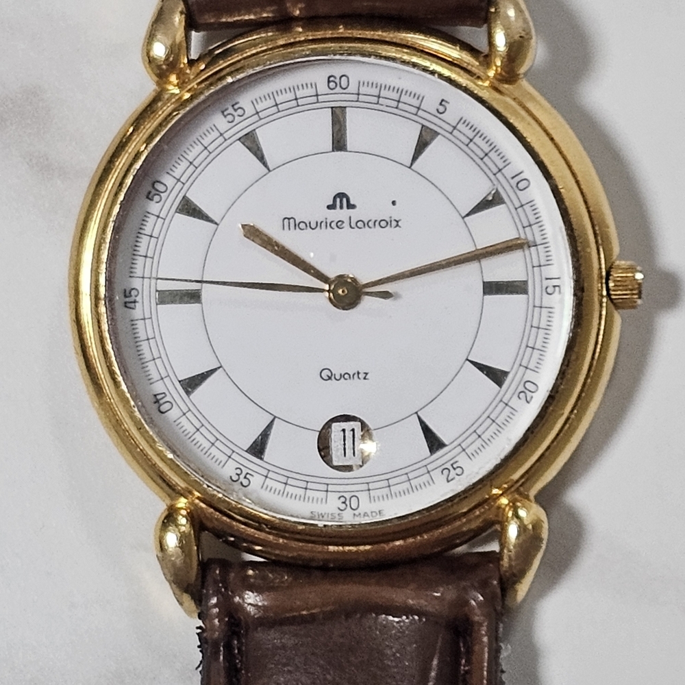 Maurice Lacroix Gold Case with Brown Strap Watch